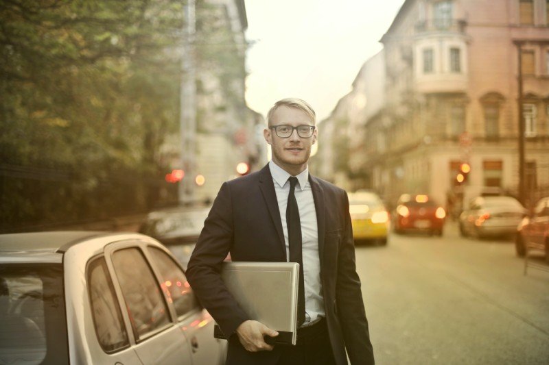 Business passenger with professional driver